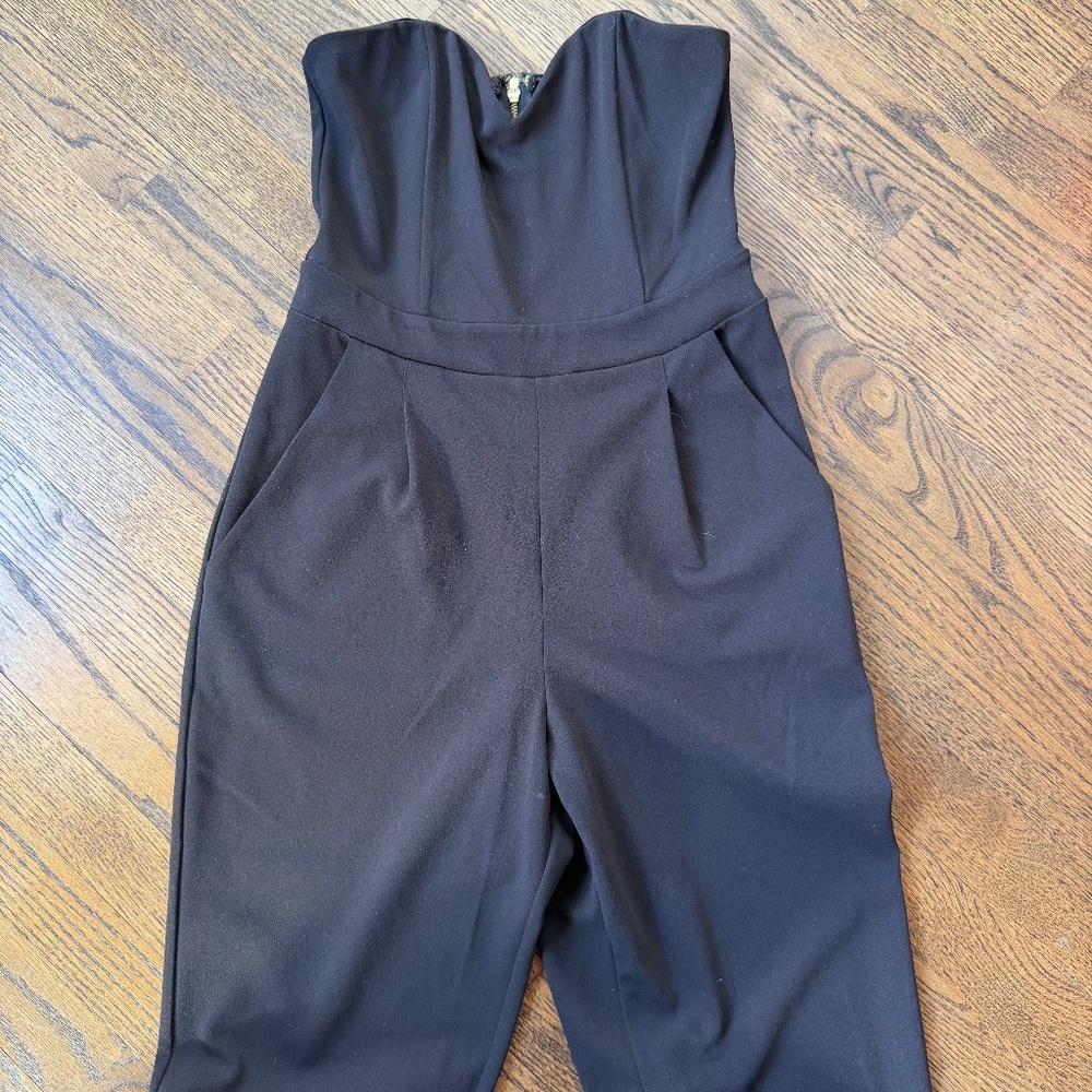 Express Black Strapless Jumpsuit